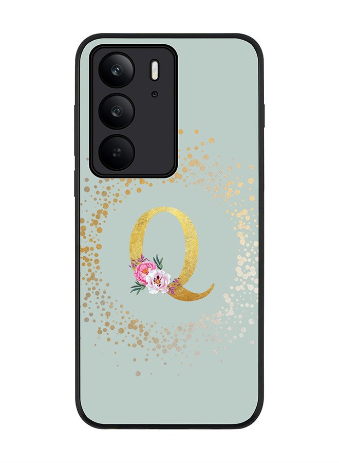 For Realme C75x / C75 4G Case,Slim fit Camera Protection, Shockproof Thin Phone cover  - Custom Monogram Floral - Q  (Light Grey )